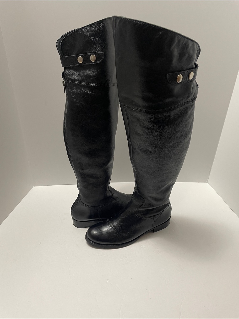 Gabriella Rocha Black Over-the-Knee Leather Boots Sz 5 1/2N